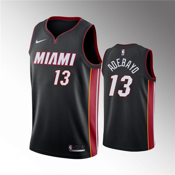 Men's Miami Heat #13 Bam Adebayo Black Icon Edition Swingman Stitched Jersey